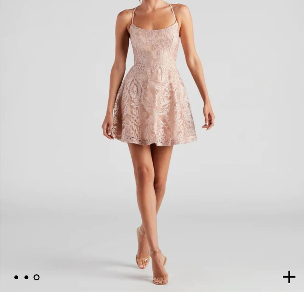 Lucia Metallic Lace Party Dress - Picture 2 of 3